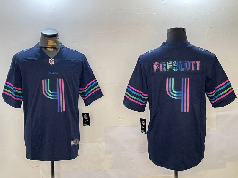 Men's Dallas Cowboys Dak Prescott #4 Navy City Edition Jersey